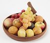 18 Miniature Pieces Stone Fruit and MCM Wood Plate