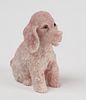 Russian Carved Stone Dog with Ruby or Garnet Eyes