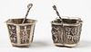 Two Antique Silver Chinese Cups with gall inserts