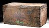 Rare 19th C. Mexican Painted Wood Military Trunk