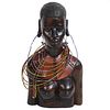 Large African Hand Carved Female Bust