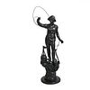 Large 20th C. Spelter Sculpture of a Fisherman