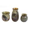 Three (3) Aaron Slater Art Glass Vases
