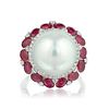 South Sea Cultured Pearl Ruby and Diamond Ring