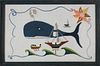Vintage Nantucket Crewel Work Embroidered Folk Art Whaling Scene