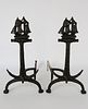 Pair of Vintage Cast Iron Ship and Anchor Andirons