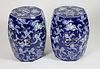 Pair of Blue and White Porcelain Butterfly Octagonal Garden Stools