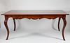Contemporary French Fruitwood Dining Table with Breadboard End Top