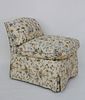 Creme and Floral Upholstered Slipper Chair