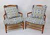 Pair of French Provincial Cherry Rush Seat Armchairs