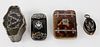 Group of 3 19th c. Assorted Tortoiseshell and Sterling Boxes and Jeweler's Loop