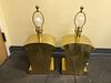 Vintage MID CENTURY Solid Brass PAIR Chapman Co. TEXAS TOAST LAMPS No SHADES