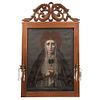 Our lady of Solitude, Mexico, Late 18th century, Oil on canvas, carved wooden frame with decorative finish.