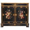 Cabinet, Late 19th century, With lacquered and polychrome marble and wood top, golden details.