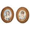 Pair of Miniatures, Europe, 19th century, Portraits of Lady, Gouache on ivory sheet, One signed