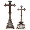 Pair of Crosses, 19th century, Both in carved wood with mother-of-pearl inlays.