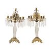 Pair of Candle Holders with Caryatid Base, France, 19th century, Bronze with LALIQUE style glass bases.
