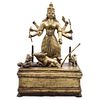 Goddess Durga, India, Late 18th century, Bronze figure and base.