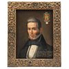 Portrait of INSURGENTE FRANCISCO LANZAGORTA. Mexico, 19th century, Oil on canvas and carved wooden frame.