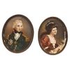 Pair of Miniatures, Europe, 19th century, Portrait of gentleman and Portrait of Lady, Gouache on ivory sheet, Both signed