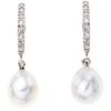 CULTURED PEARLS AND DIAMONDS EARRINGS. 14 GOLD WHITE