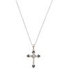 CHOKER AND CROSS WITH DIAMONDS. 14K AND 18K  WHITE GOLD