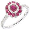 RUBIES AND DIAMONDS RING. 18K WHITE GOLD
