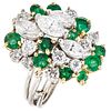 EMERALDS AND DIAMONDS RING. 18K WHITE AND YELLOW GOLD 