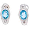 EARRINGS WITH TOPAZ AND DIAMONDS. 14K WHITE GOLD
