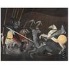 TOMÁS PARRA, Inspirado en la Batalla de San Romano de Paolo Uccello, Signed and dated 1965, Oil on canvas, 74.8 x 97.6" (190 x 248 cm)