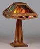 W.B. Brown #416 Oak Slag Glass Lamp c1910
