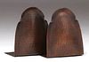 Roycroft Hammered Copper Rounded-Top Bookends c1920s