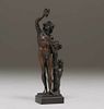Antique Italian Bronze Nude Figural & Lion c1910