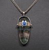 English A&C Sterling Silver, Agate & Lapis Pendant