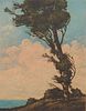 F. Leslie Thompson Color Etching " Breezy Day" c1920s