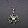 A&C Sterling Silver, Enamel & Abalone Necklace c1910