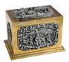 Bronze Jewelry Casket with Silver Relief Panels