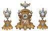 French Japy Freres Clock Garniture Set