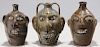 Three North Carolina Pottery Face Jugs