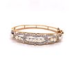 Pearl Diamond 14k Gold Bangle Bracelet