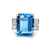 Art Deco Platinum Diamond Aqua Ring