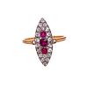 Victorian 18k Gold Ruby Diamonds Ring
