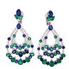 18k Emerald Sapphire Diamond Big EarringsÊ