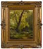 Hendrik Kruseman van Elten (American 1829-1904), oil on canvas wooded landscape with a stream