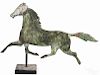 Swell-bodied copper running horse weathervane, 19th c., retaining an old verdigris surface