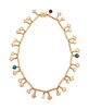 Larry Golsh
(Pala Mission/Cherokee, b. 1942)
14k Gold Tufa Cast Necklace with Turquoise and Diamonds, Matching EarringsLot is located and will ship fr