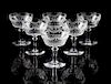 A Set of Nine Cut Glass Champagne Coupes Height 4 3/4 inches.