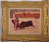 Spanish School Bull and Matador Painting, Signed