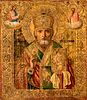 Russian Painted and Gilded Icon, St.Nicholas