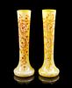 A Pair of Mottled Glass Vases Height 10 1/2 inches.